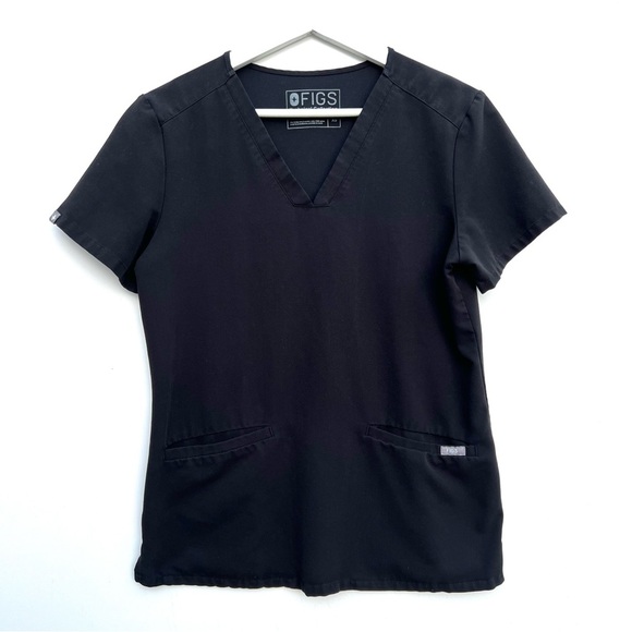 Figs Scrub Casma V-Neck Top Black Size X-small - Picture 4 of 12